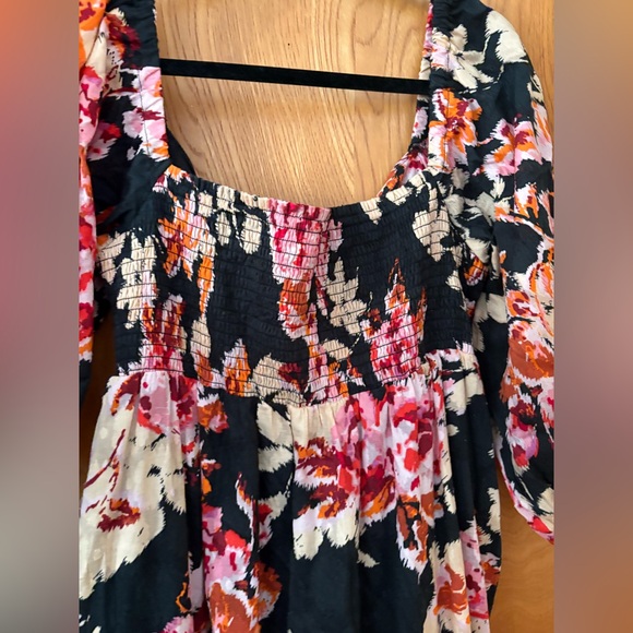 Anthropologie Black and Pink Floral sweetheart neckline Maxi Dress L - Picture 13 of 16